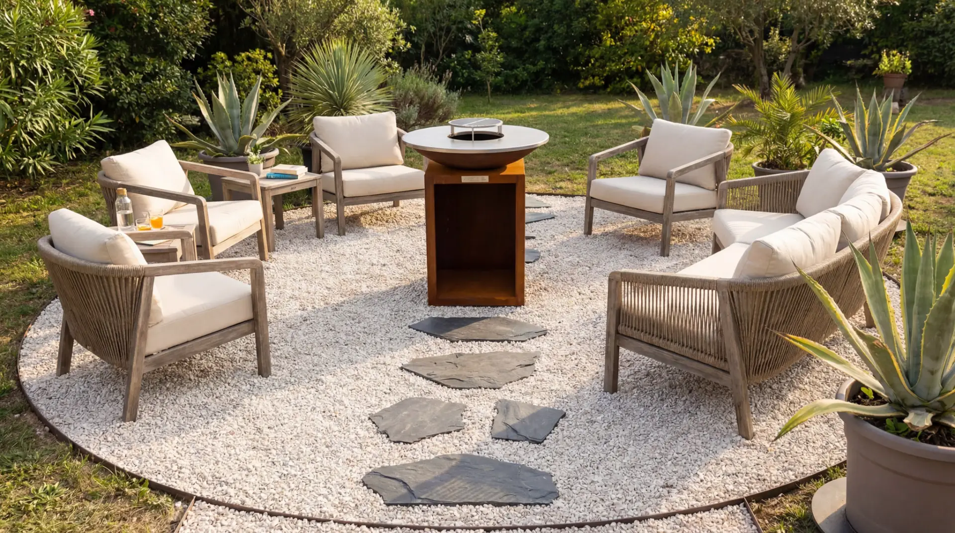 Brasero Le Fermier avec terrasse gravier 