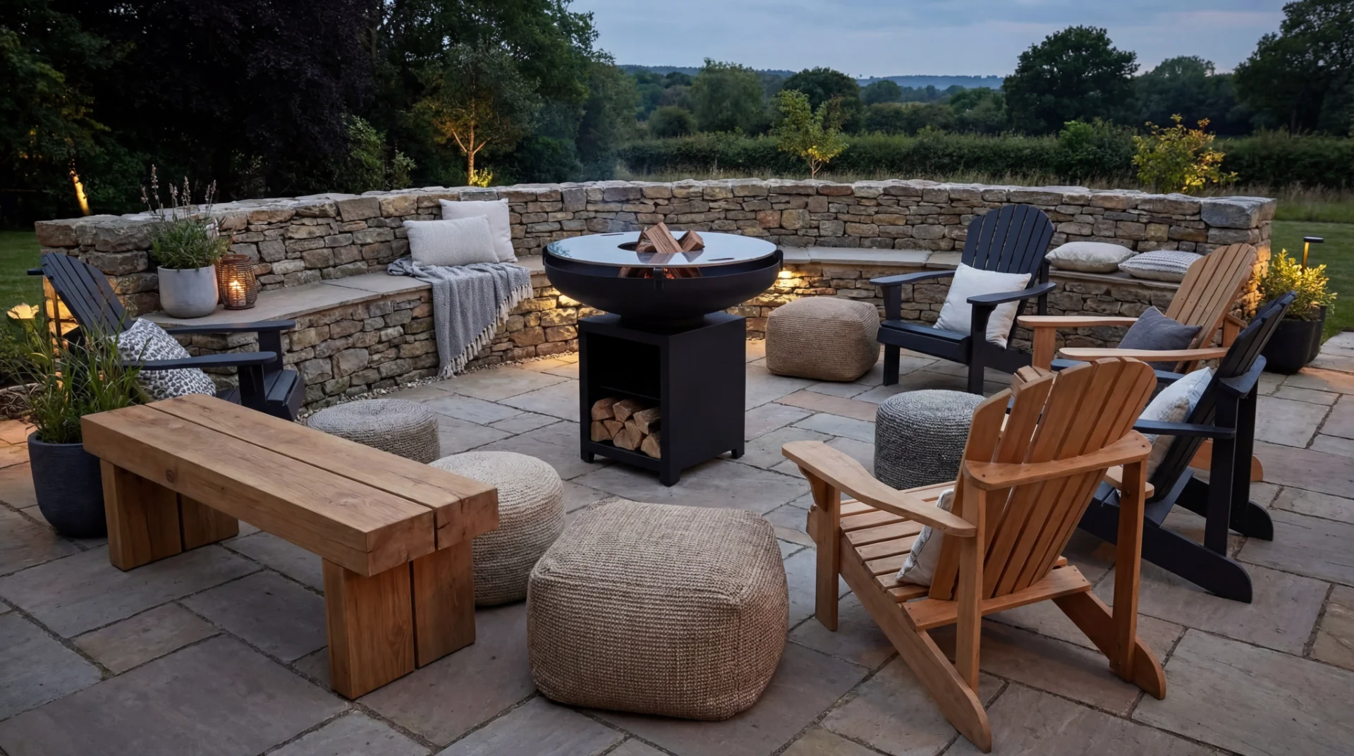 Idée aménagement salon exterieur avec notre brasero L'obelix