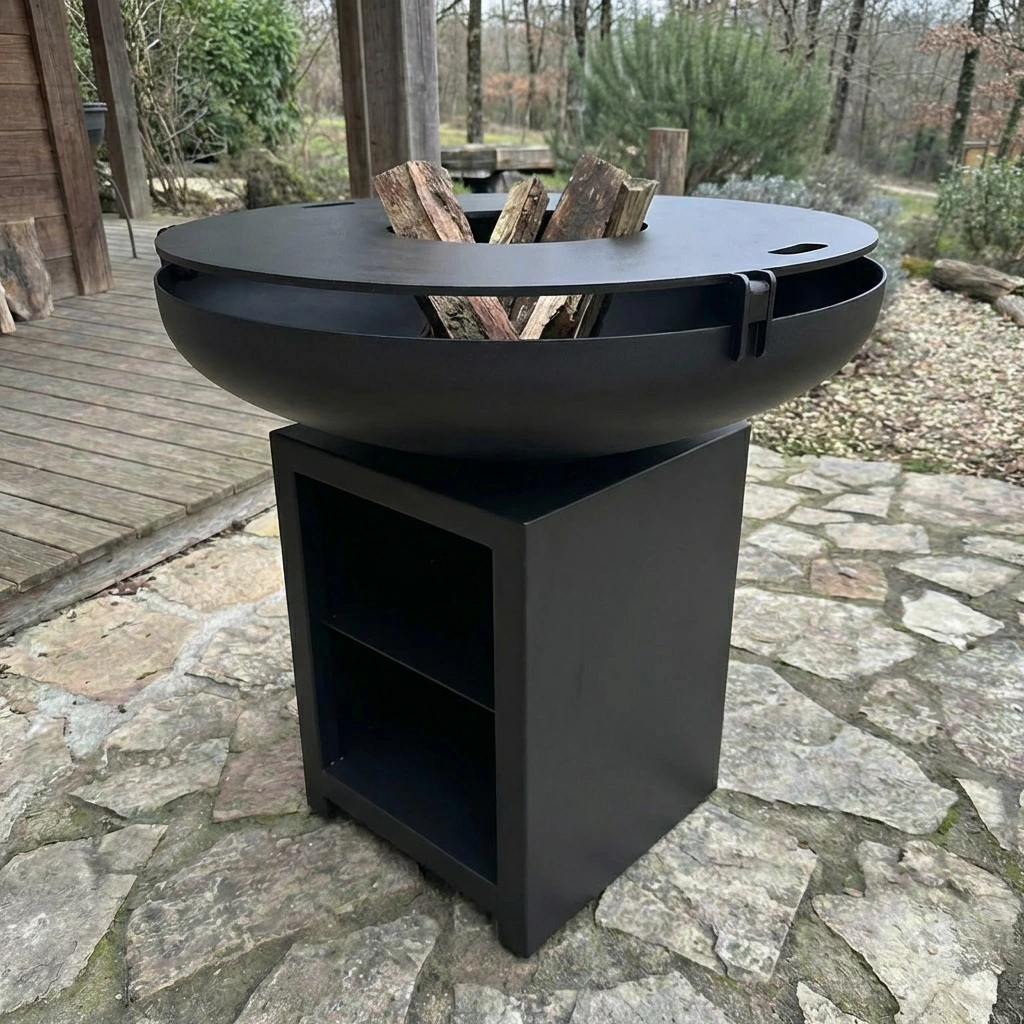 Braséro Acier 100 Ø "L'Obelix" - Acier Peint + Plancha Acier