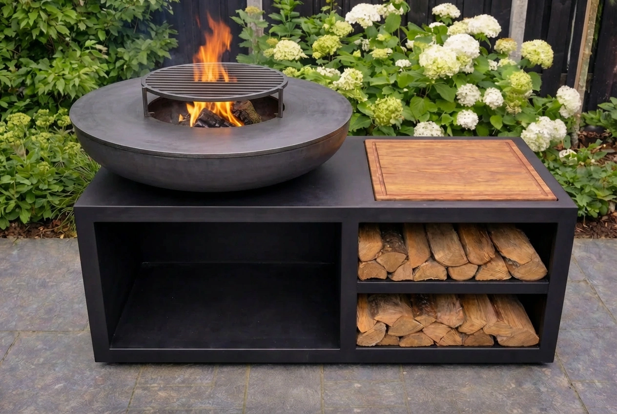 Brasero Plancha Le Morris 100cm - Brasero artisanal Acier peint 100cm manufacturé en France | Atelier LBF