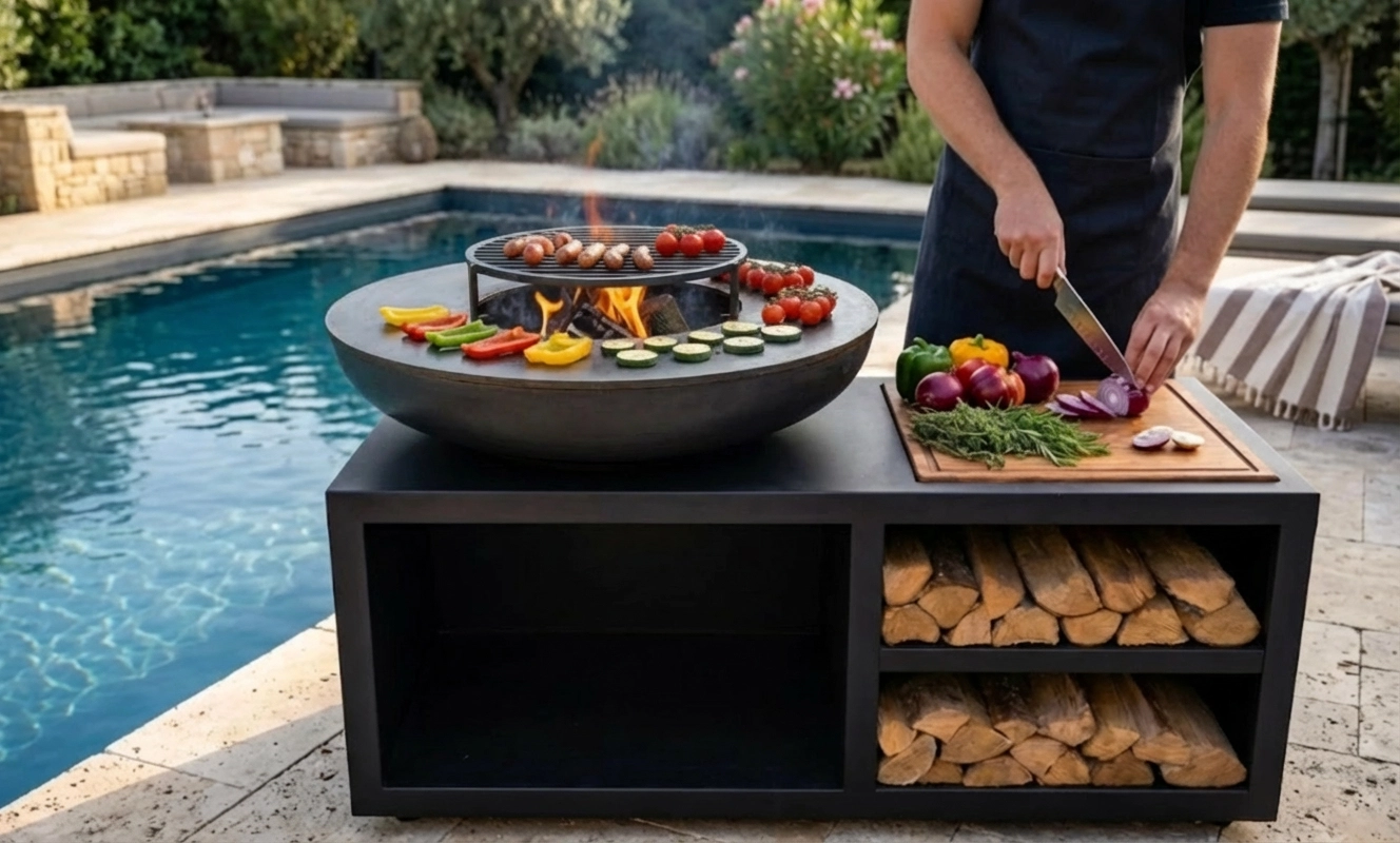 Brasero Plancha Le Morris 100cm - Acier peint artisanal | Atelier LBF