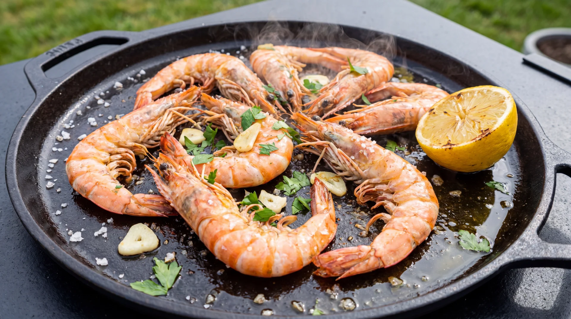 Gambas à l'ail et piment d'Espelette
